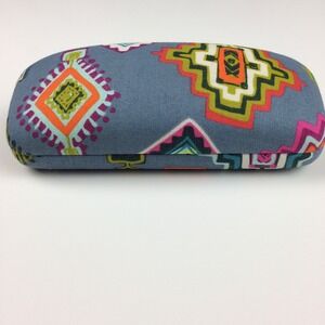 Vera Bradley Cloth Hard Case Clamshell Eye Glass Case Aztec Southwest Blue